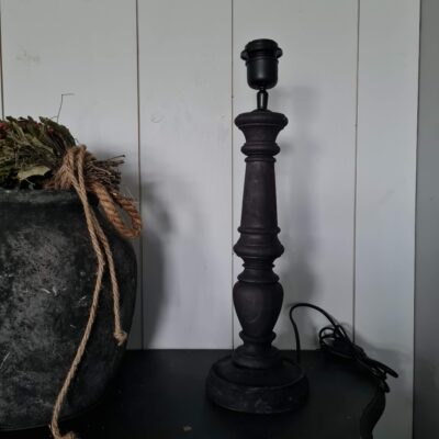 Baluster tafellamp zwart hout 35cm