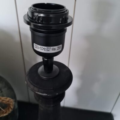 Baluster tafellamp zwart hout 35cm