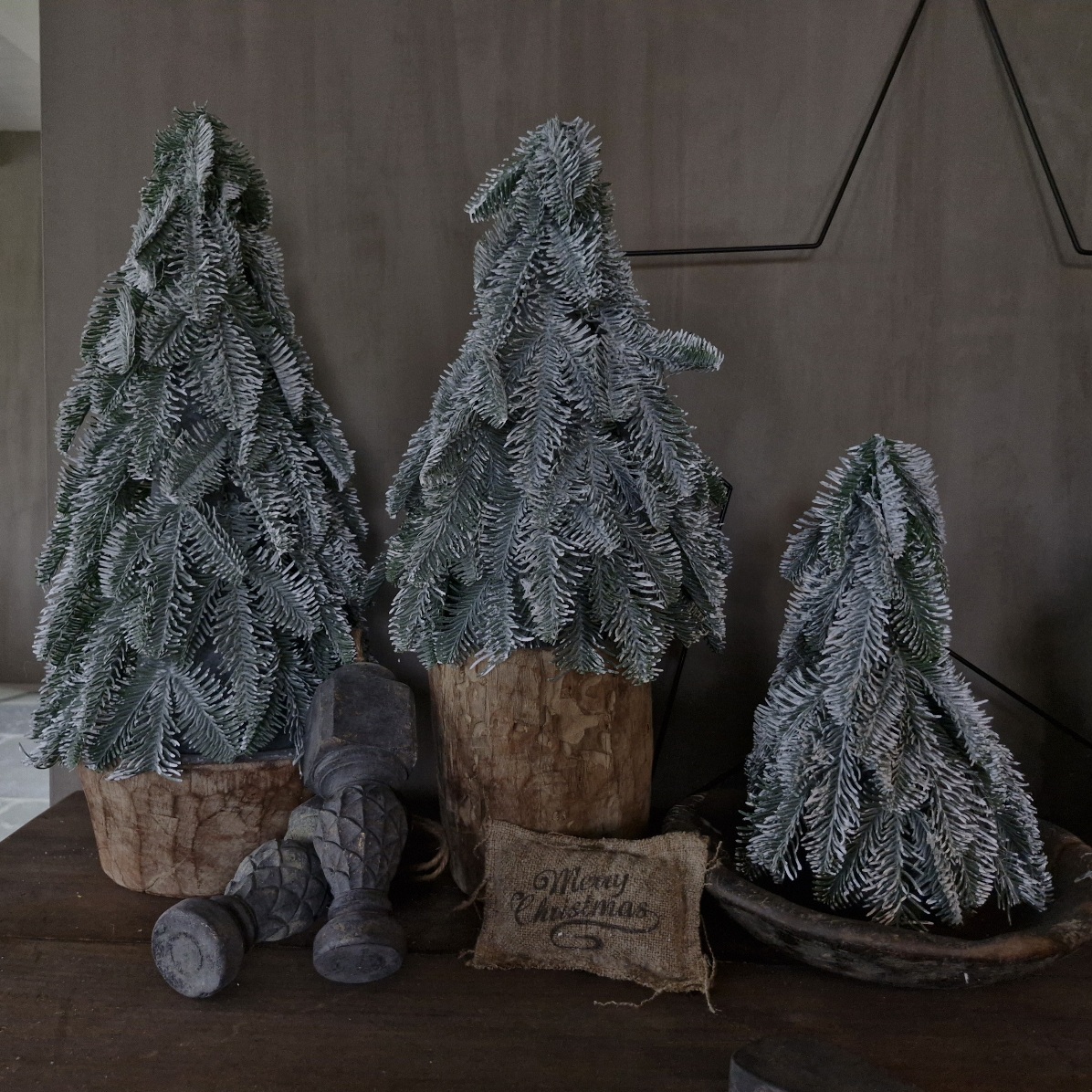 Nobilis Kunst Kerstboompje sneeuw 30cm (rechts op de foto)