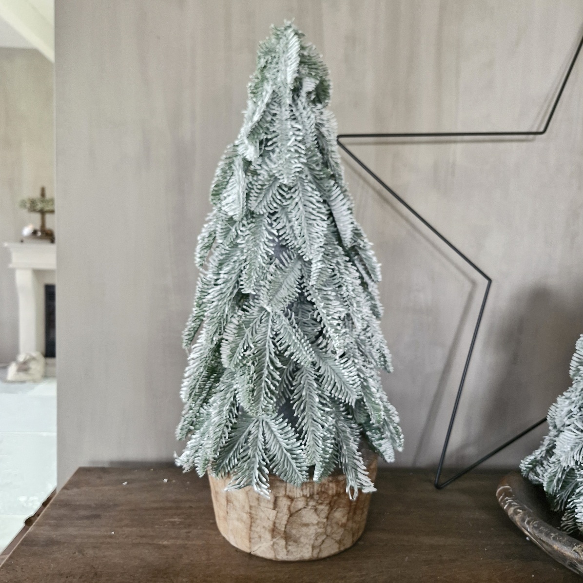 Nobilis Kunst Kerstboompje sneeuw 50cm (links op de foto)