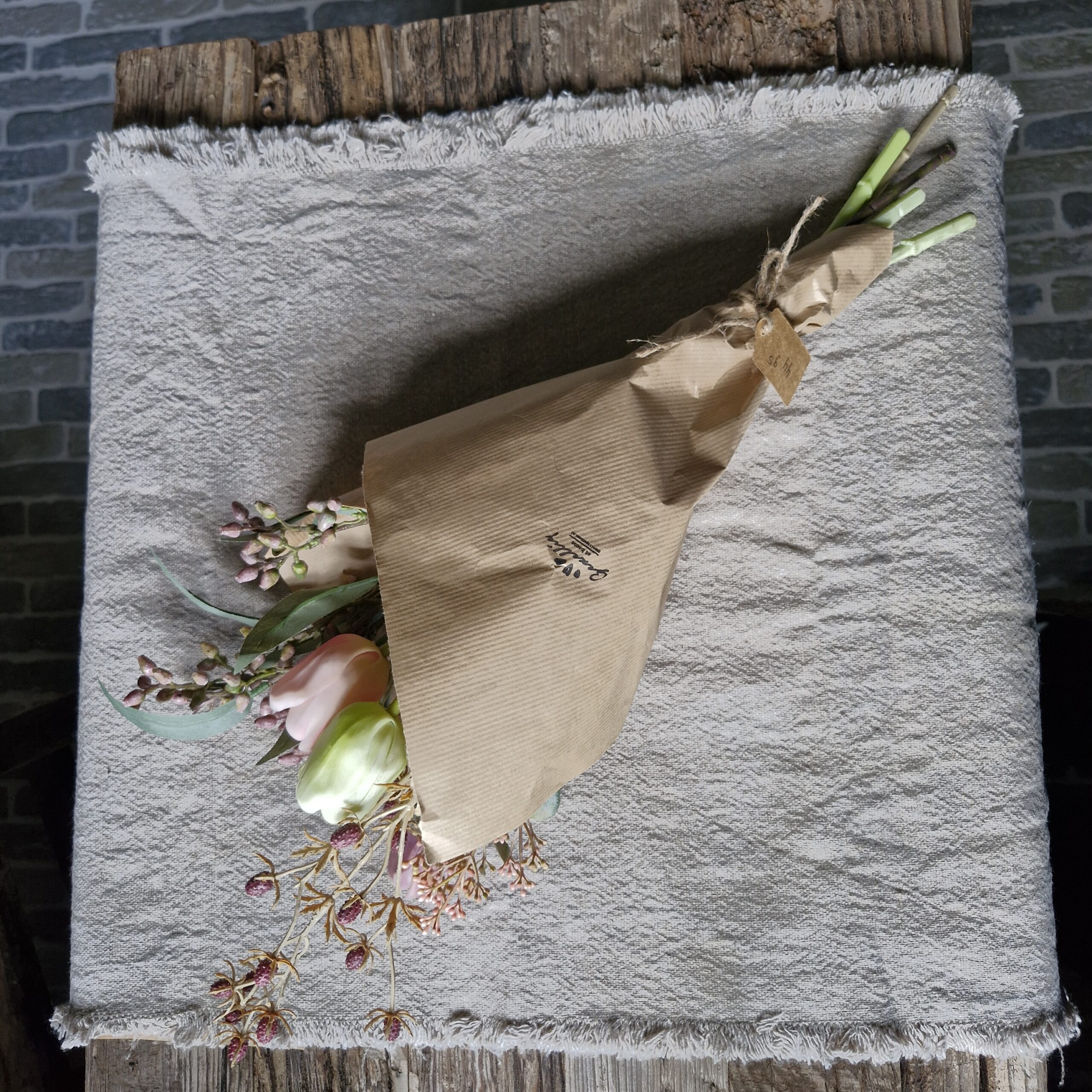 Veldboeket kunstbloemen mauve roze