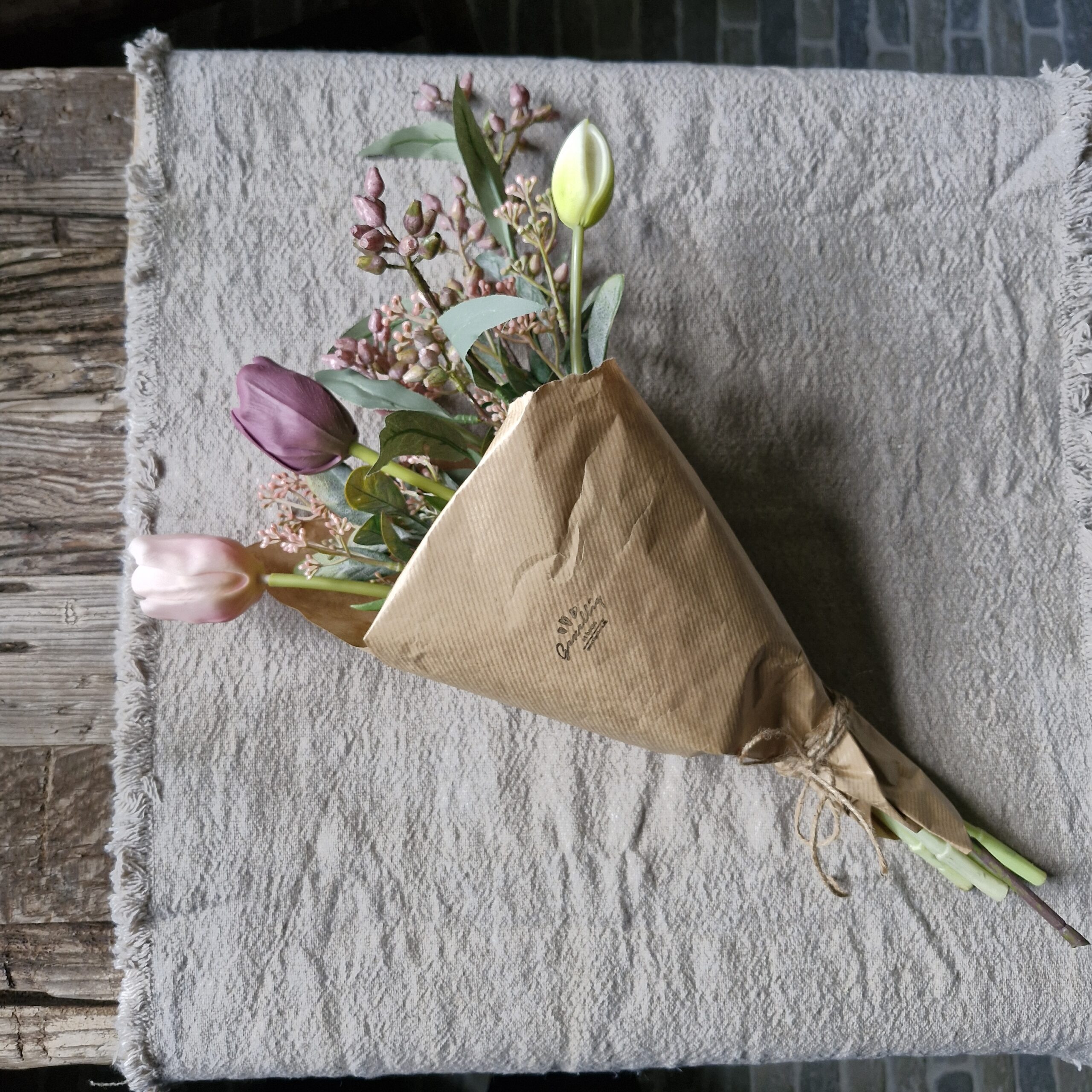 Veldboeket kunstbloemen mauve roze #A