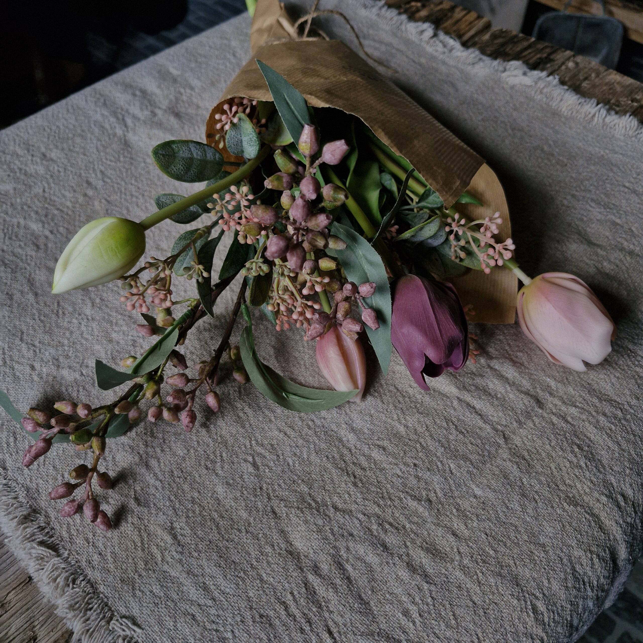 Veldboeket kunstbloemen mauve roze #A